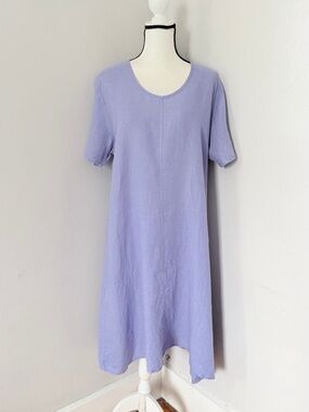 Flax Lavender Purple Linen A Line Midi Dress Size M Lagenlook Cottagecore